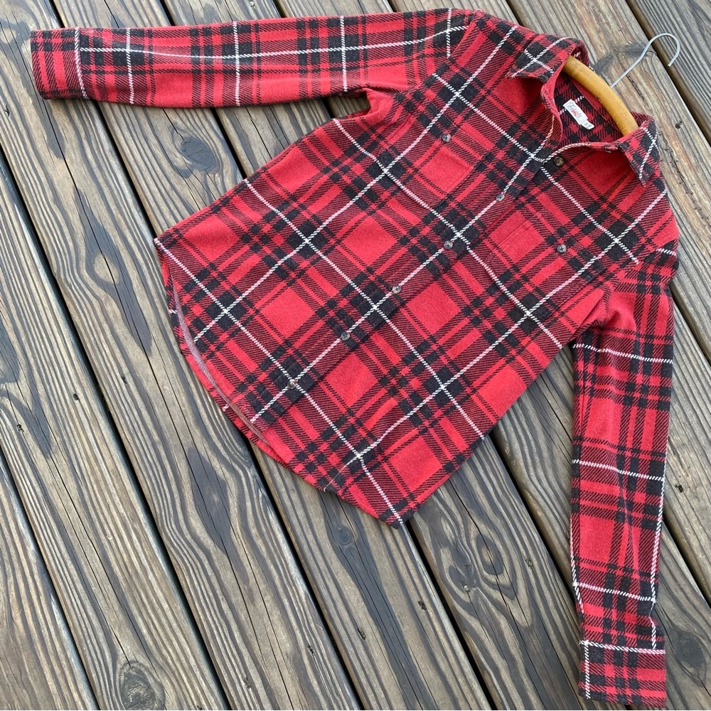 Faherty Red and Black Plaid Button Down Shirt